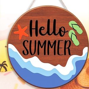 Hello Summer Door Sign / Rustic Wood Hanging Decor